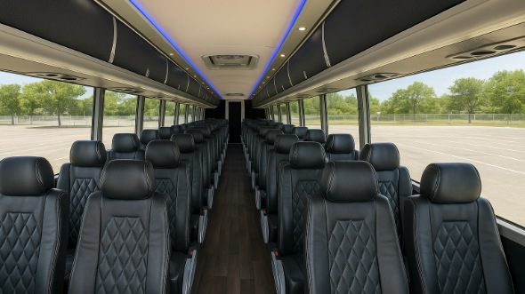 Interior of Charter Bus Company Keller's 54 Passenger Charter Bus in Keller