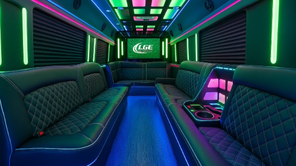 Interior of Charter Bus Company Keller's Party Bus in Keller
